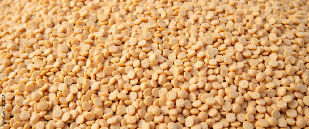 Fototapeta premium Close-up of dried yellow lentils background