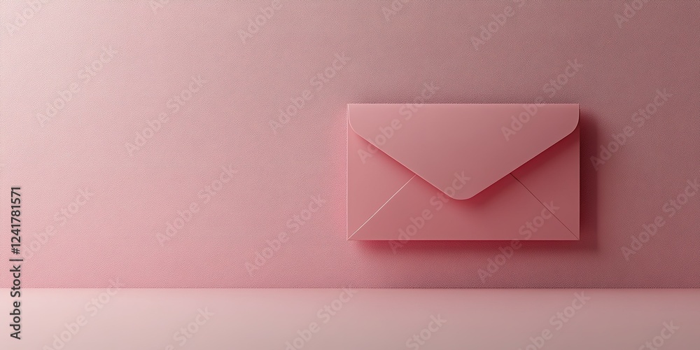 Pink envelope placed against a soft pink background creating an elegant and minimalistic aesthetic in a creative workspace Pink envelope placed against a soft pink background creating an elegant and minimalistic aesthetic in a creative workspace