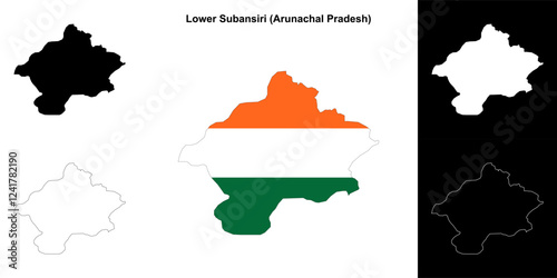 Lower Subansiri district (Arunachal Pradesh) blank outline map set