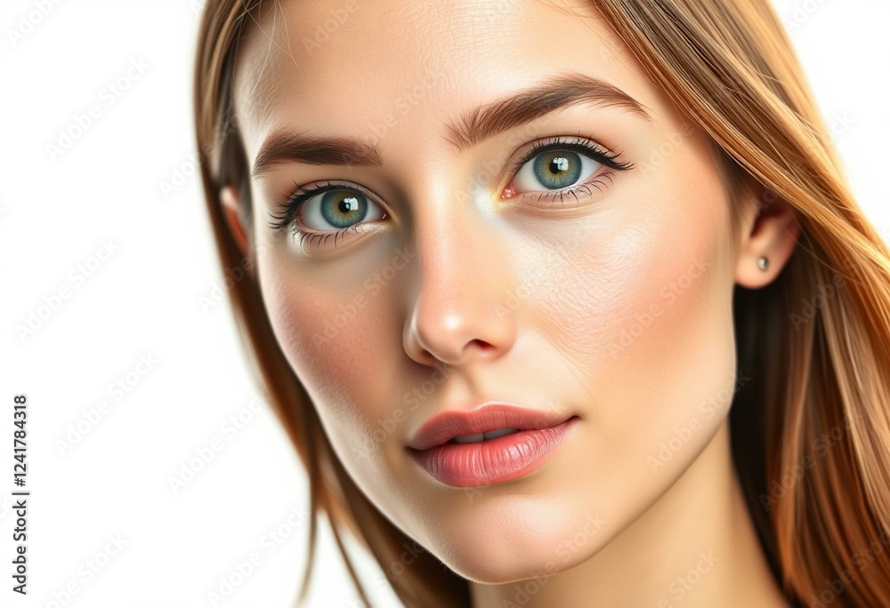 Photorealistic female portrait on white background Photorealistic female portrait on white background
