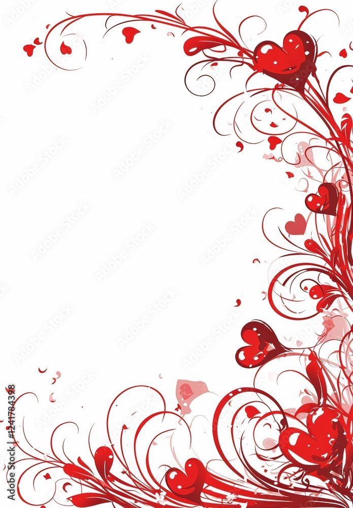 Valentine's Day-themed border with red hearts and swirls along the sides of the page, set against a white background. Valentine's Day-themed border with red hearts and swirls along the sides of the page, set against a white background.