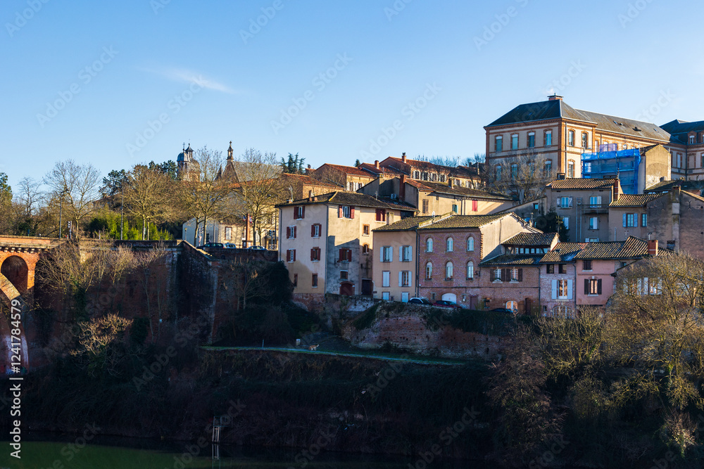 Obraz premium Lapérouse High School on the Heights of Albi, Viewed from the Right Bank of the Tarn