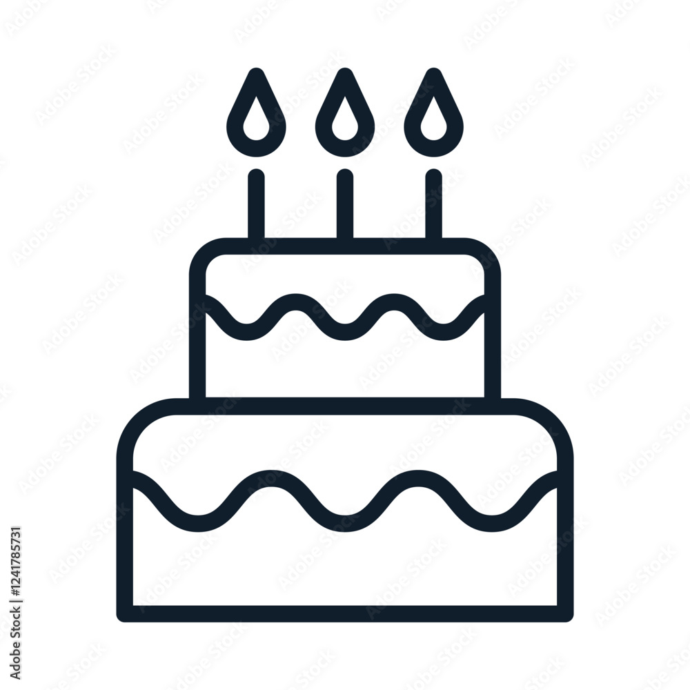 Birthday cake line icon, outline vector sign Birthday cake line icon, outline vector sign