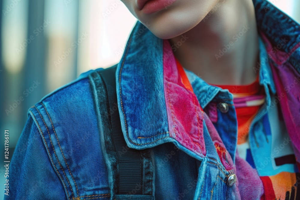 Obraz premium Portrait of someone wearing a denim jacket, great for personal use or social media posts