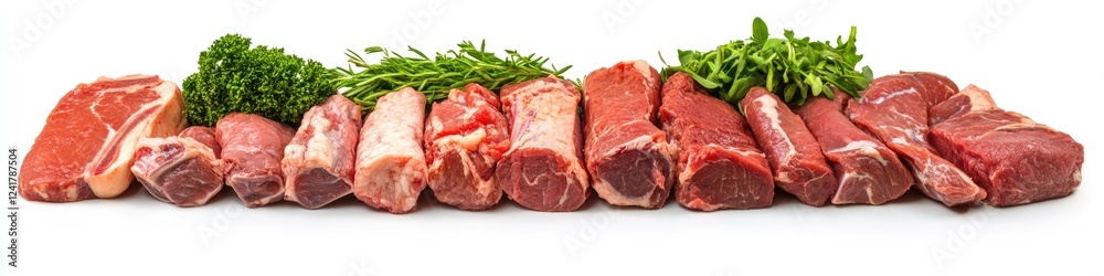 Uncooked meat stacked together Uncooked meat stacked together