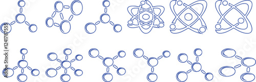 a set of blue and white molecular structures, Adobe Illustrator Artwork