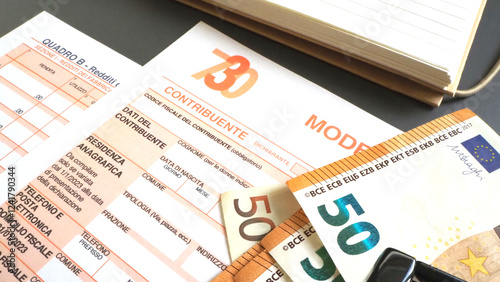 Italian tax form Modello 730 prepared to be filled
