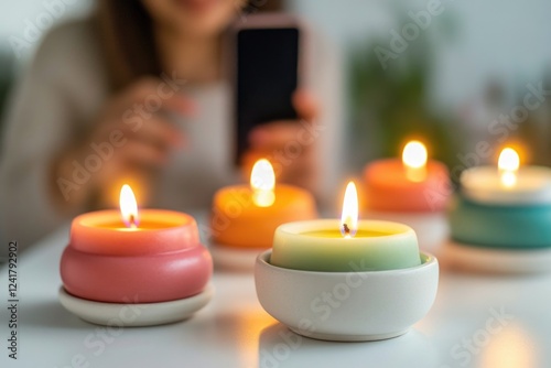 A person photographing candles photo