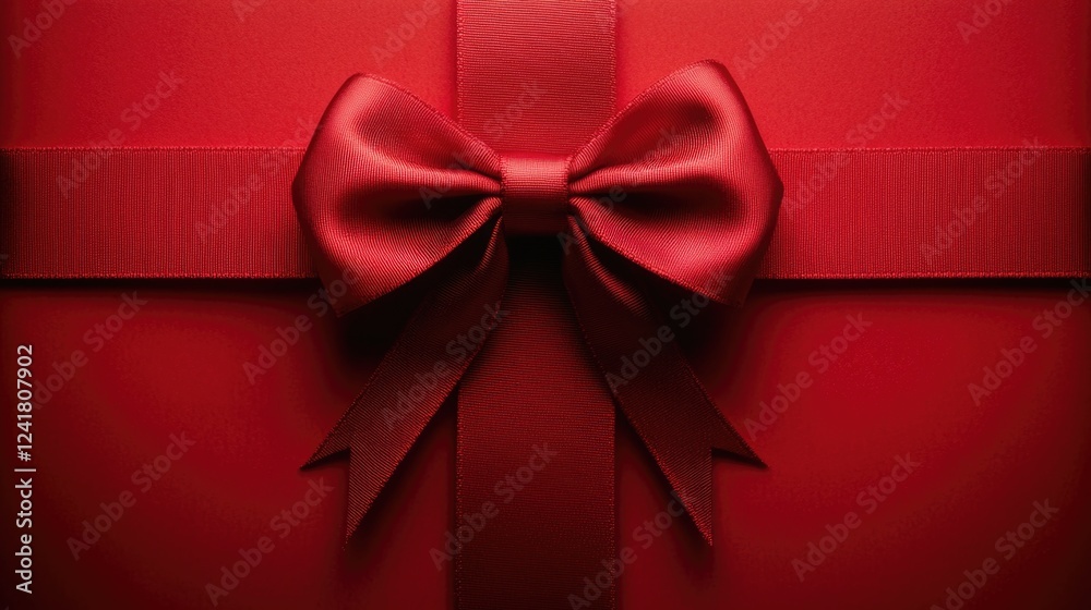A small red gift box tied with a red bow, perfect for presenting a present or decorating a table A small red gift box tied with a red bow, perfect for presenting a present or decorating a table