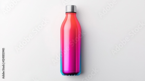 Colorful metal water bottle on white background.