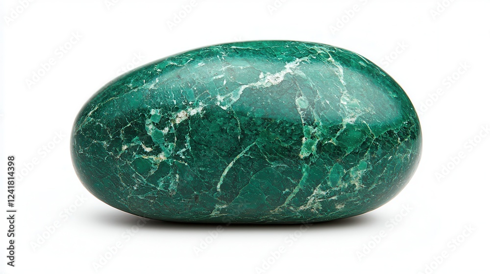 Polished green stone on a white background. Polished green stone on a white background.