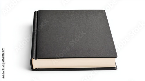 Black hardcover book on a white background.