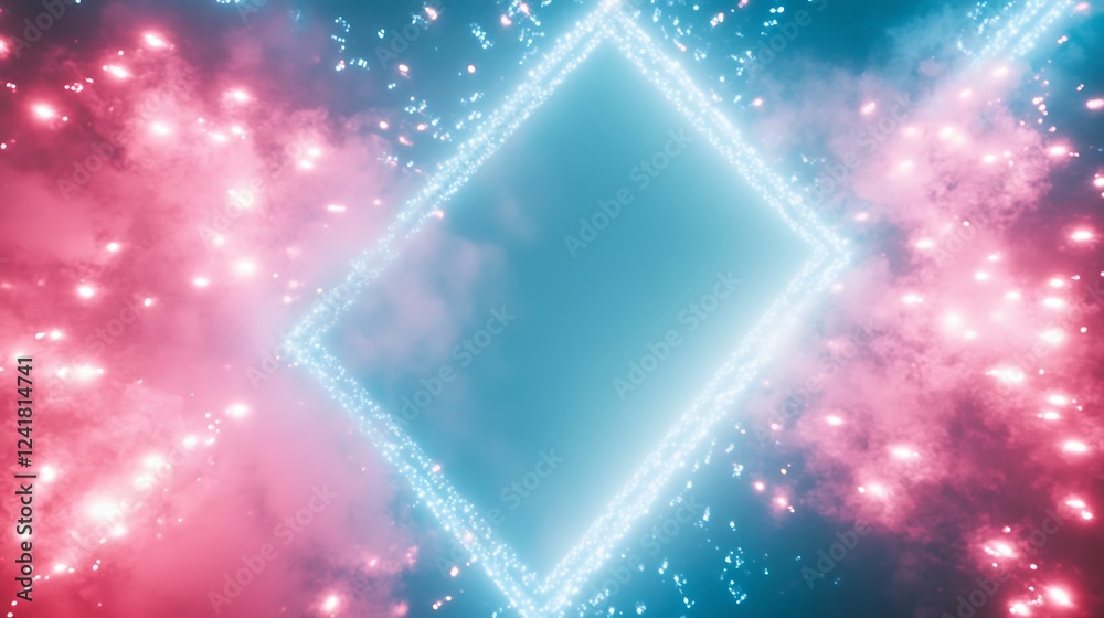Obraz premium Neon frame, explosions, background, design