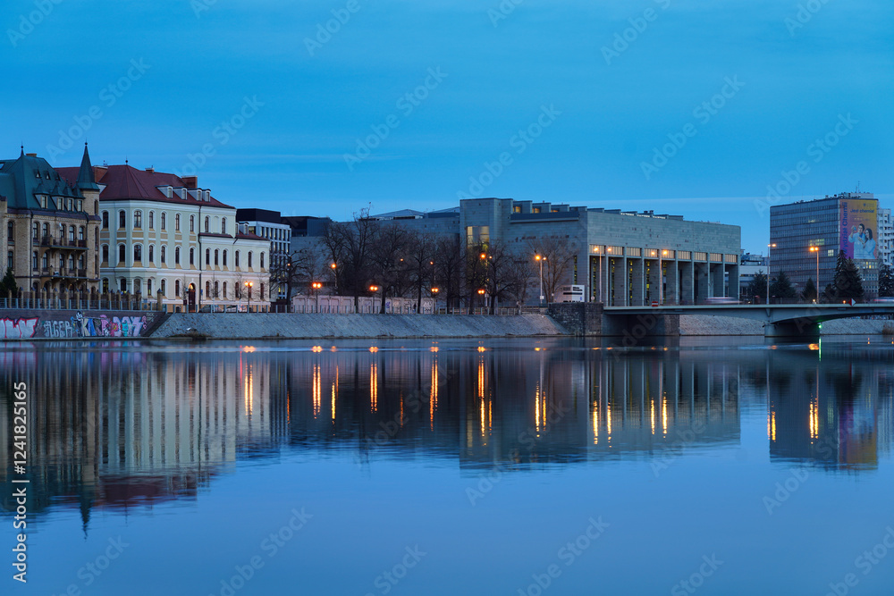 Obraz premium Evening panorama of Ostrow Tumski in Wroclaw.