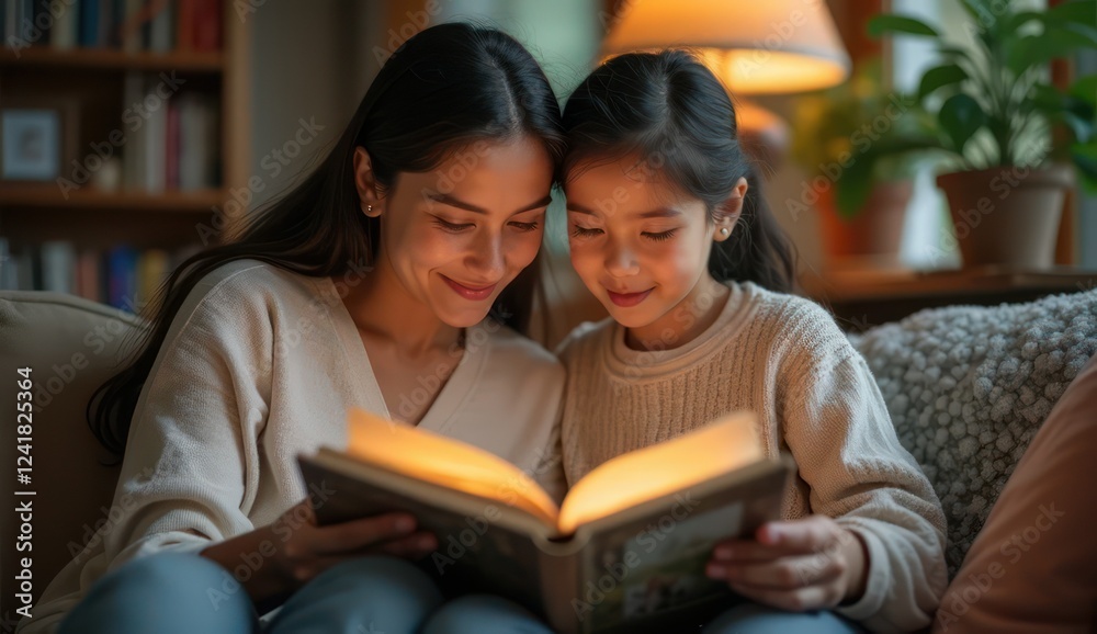 Mom reads fairy tales to her daughter Mom reads fairy tales to her daughter