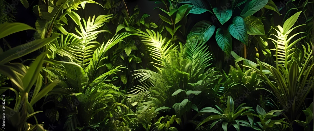 Fototapeta premium Rich tapestry of greenery showcasing intricate details among thriving plants