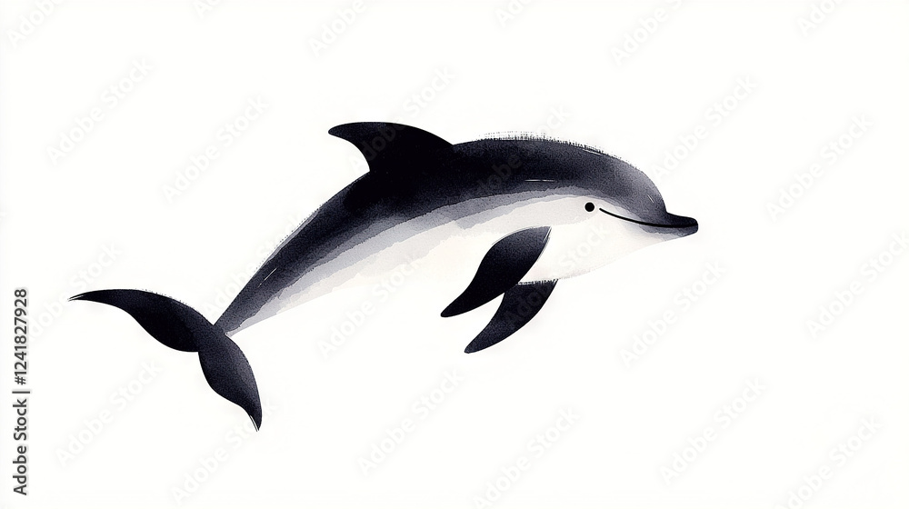 Fototapeta premium Black-and-white photo of an orca jumping out of water, head above