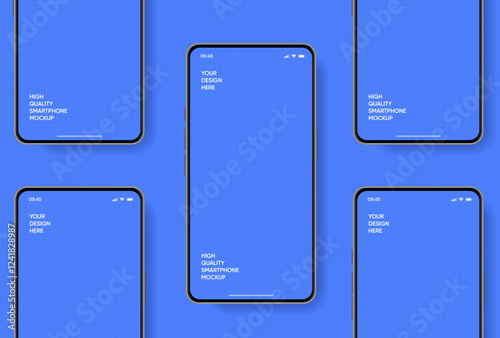 Realistic smartphone mockup. Mobile phone vector with isolated on white background. Device front view. 3D mobile phone with shadow. Realistic, high quality smart phone mockup for ui ux presentation.