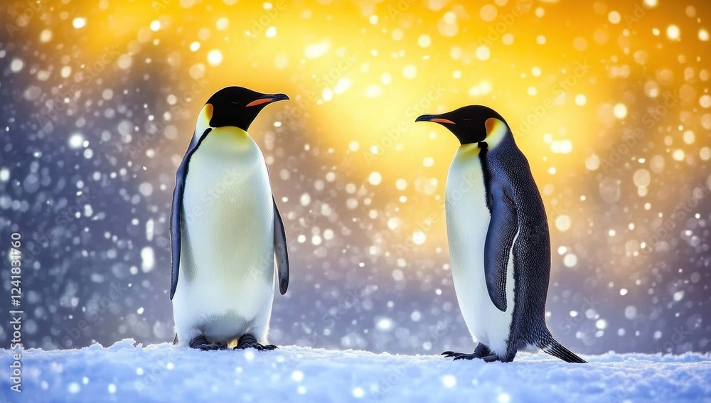 Fototapeta premium Majestic Emperor Penguins in Winter Wonderland