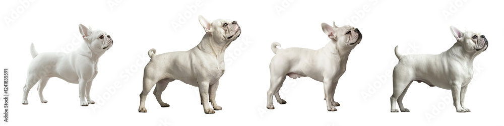 White French Bulldog PNG Set – Standing Bulldogs in Side View White French Bulldog PNG Set – Standing Bulldogs in Side View