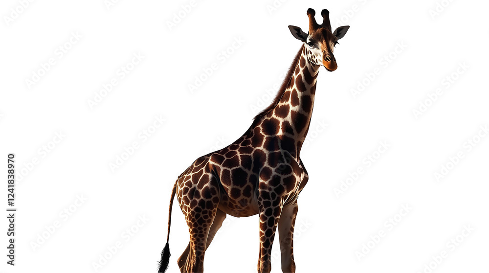 Obraz premium Photo of giraffe standing isolated on transparent background