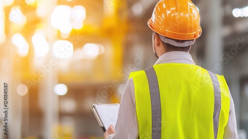 Safety supervisor quality control audit process in well-lit manufacturing facility