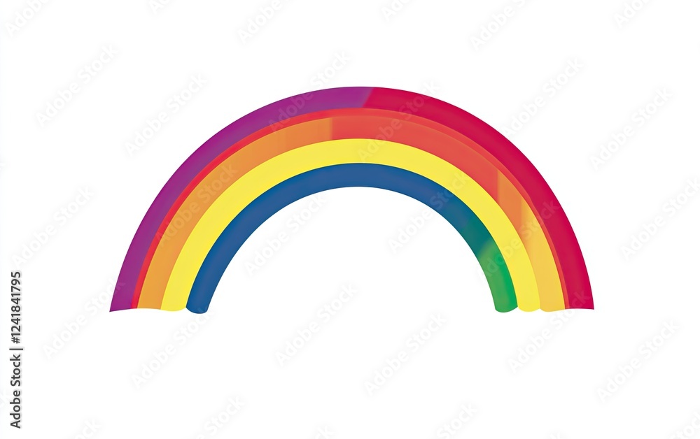 Fototapeta premium 70s retro groovy wavy rainbow vector graphic on a beige background, simple design, flat colors, simple shapes
