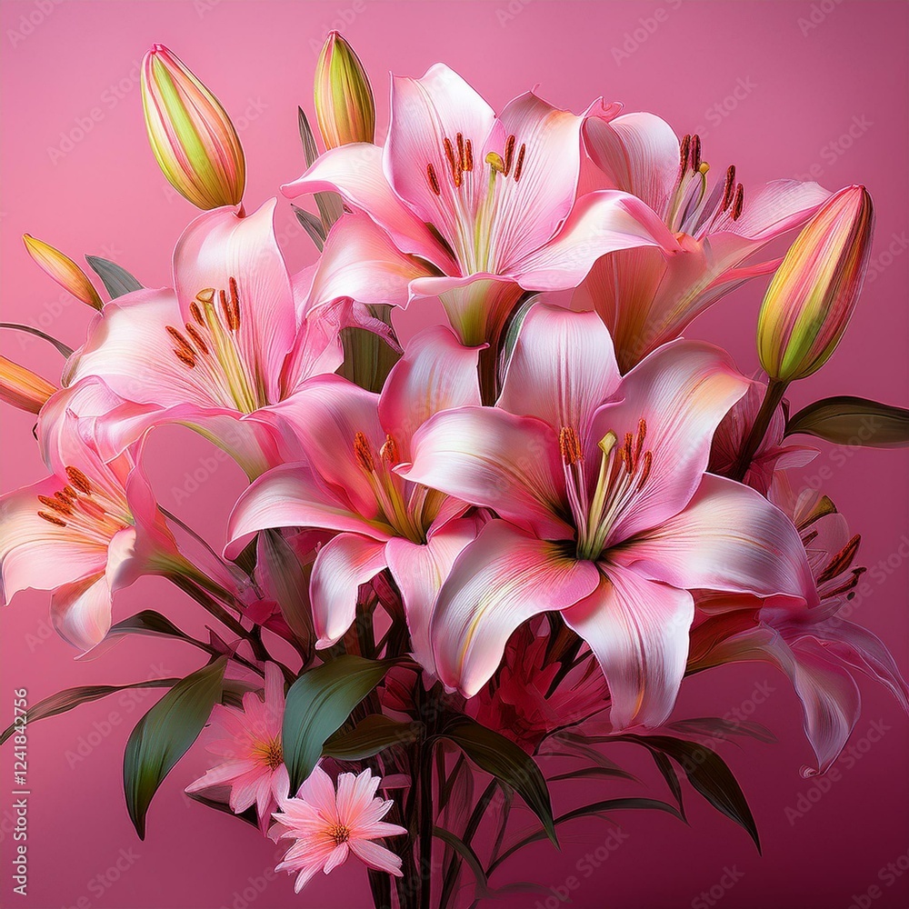 Obraz premium Lilien, rosa Hintergrund