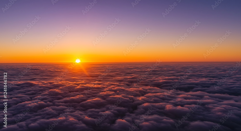 Fototapeta premium Beautiful sunrise cloudy sky from aerial view