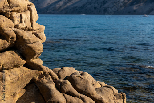Obraz na płótnie View of scenic landscape with rocks and sea on the Adriatic Sea, Croatia. w salonie
