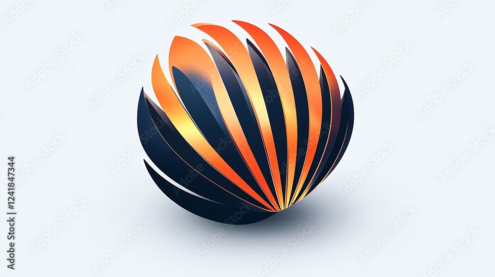 Digital logo design with radiant lines in a metallic orange and dark blue color scheme on white background Digital logo design with radiant lines in a metallic orange and dark blue color scheme on white background