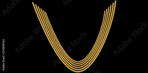 Multilayer Trendy Gold Chains Necklace On Black Background, Unique Fine Jewelry Vector Illustration.	