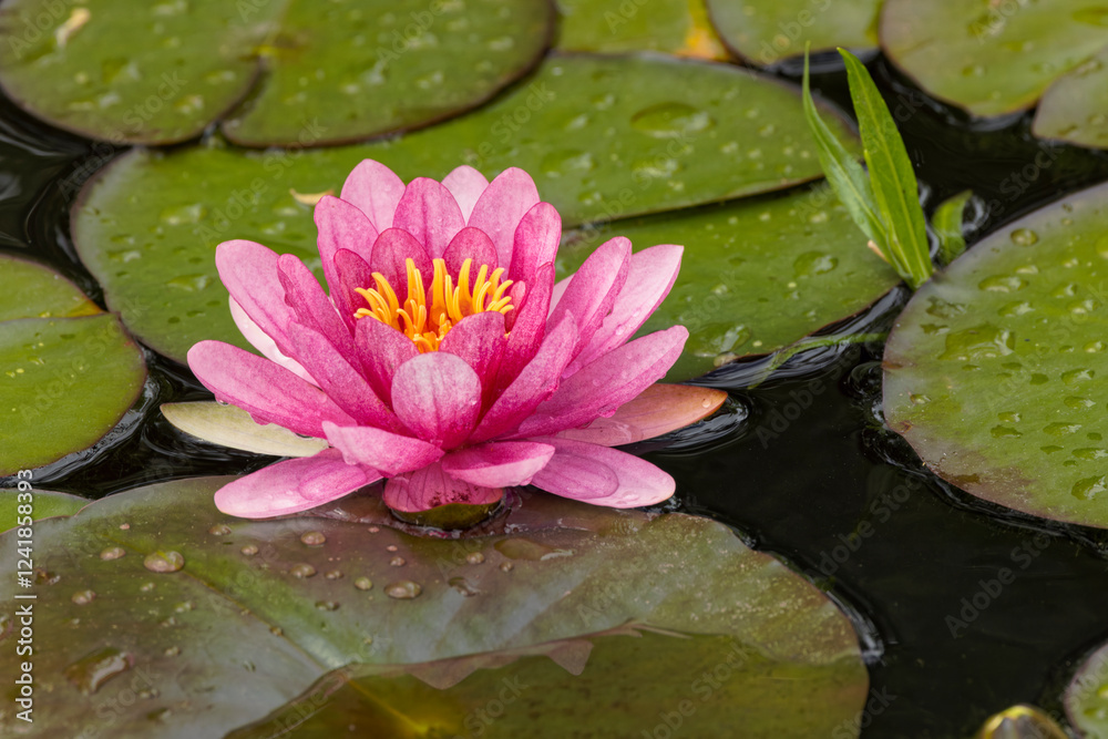 Pink and white hybrid water lily, North Carolina Pink and white hybrid water lily, North Carolina