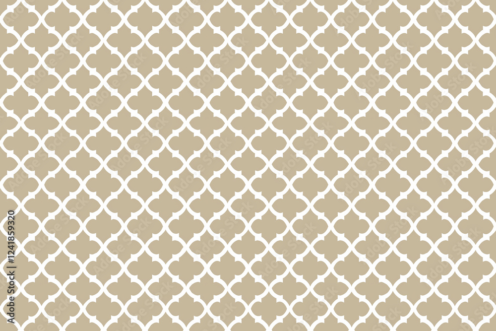 Fototapeta premium Beige and white seamless lattice pattern wallpaper background