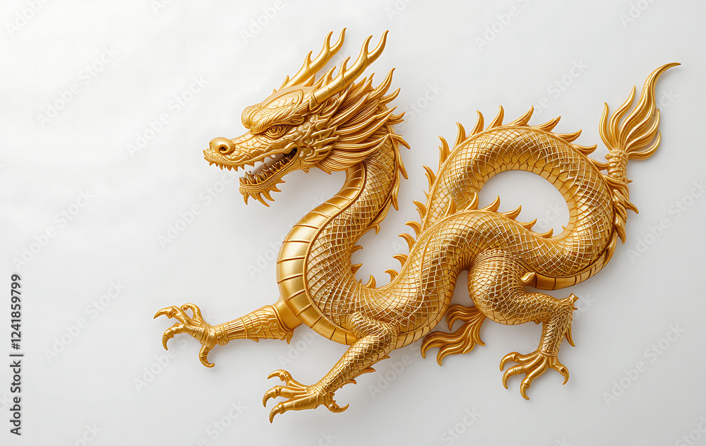 Obraz premium gold dragon ,Chinese zodiac, isolated white background