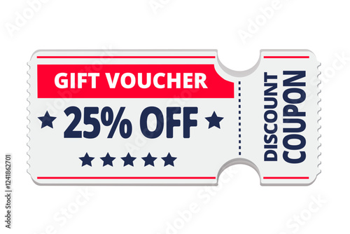 discount coupon gift voucher 25 percent off sales marketing red white