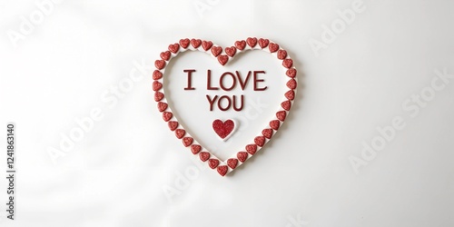 I LOVE YOU text design with love shape isolated in white background