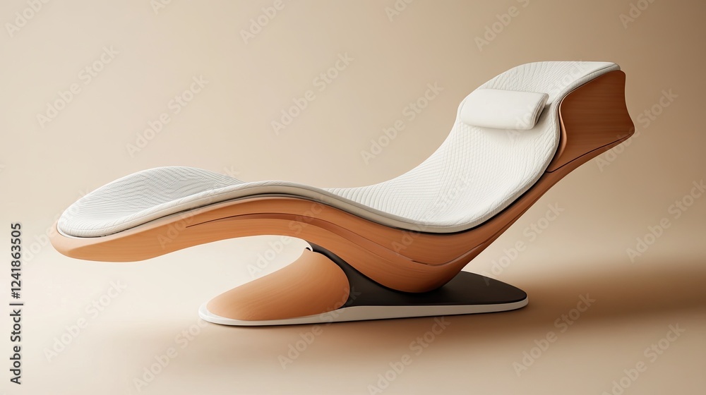 Modern chaise lounge relaxation studio minimalist design beige background Modern chaise lounge relaxation studio minimalist design beige background