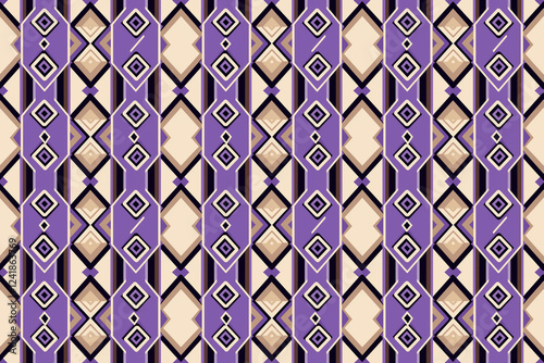 Seamless ndebele style South African purple and beige pattern background photo