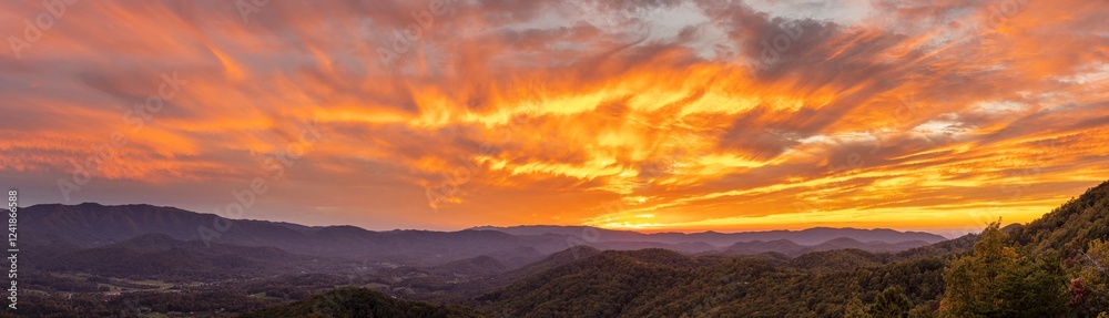 Sunset on the Foothills Parkway, Great Smoky Mountains National Park, Tennessee. Sunset on the Foothills Parkway, Great Smoky Mountains National Park, Tennessee.