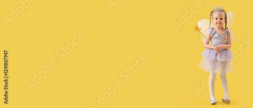 Cute little fairy on yellow...