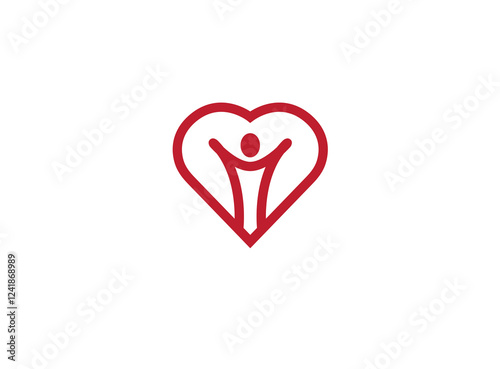 healthy person's open hands inside a heart logo design illustration
