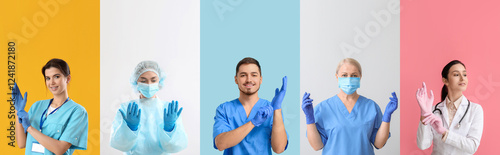 Set of doctors in rubber gl...