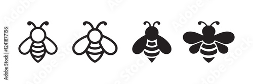 Bee Icon Set Honeybee and Insect Vector for Nature and Eco Design