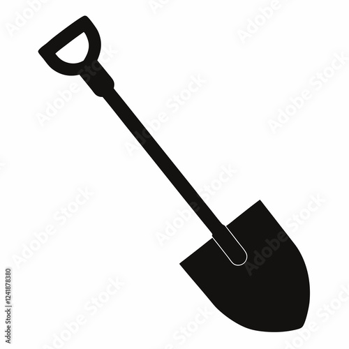 Digging Deep: Garden Shovel Silhouette Vector, Perfect for Gardening Designs and Logos, Isolated on 