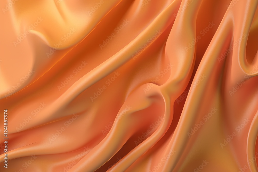 Obraz premium Soft orange fabric drapes elegantly, showcasing rich textures and gentle folds in warm light