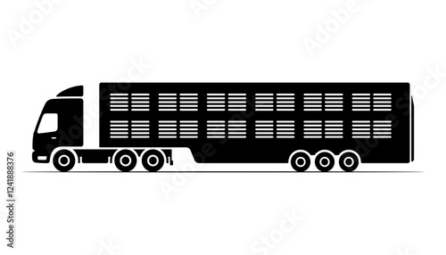 Cattle truck icon. Animal transportation. Black silhouette. Side view. Vector simple flat graphic illustration. Isolated object on white background. Isolate.