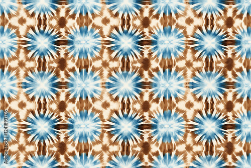 Blue and brown seamless shibori tie dye style pattern wallpaper