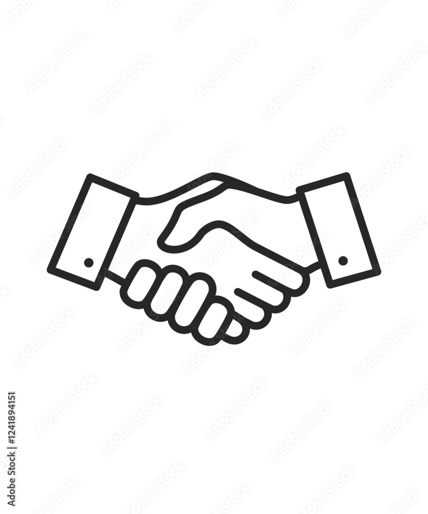 Handshake line icon isolated on white background Handshake line icon isolated on white background