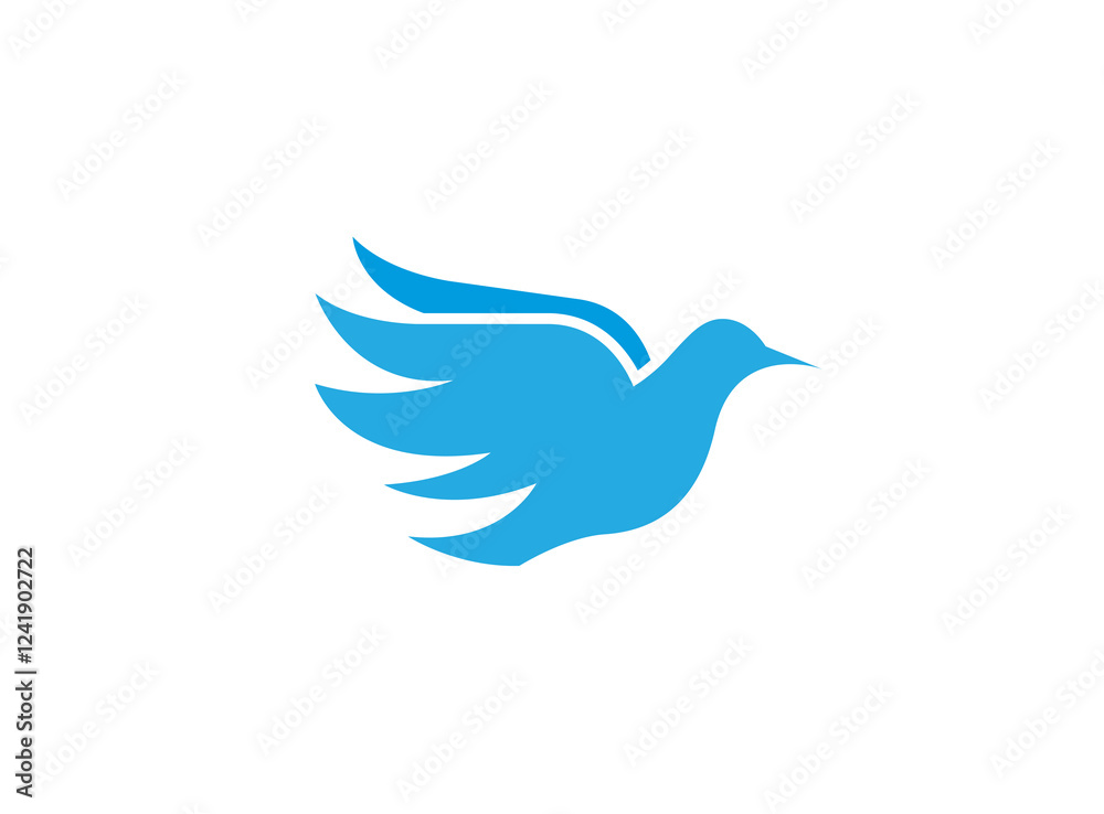 Obraz premium Bird dove open wings flying logo design illustration, pigeon icon
